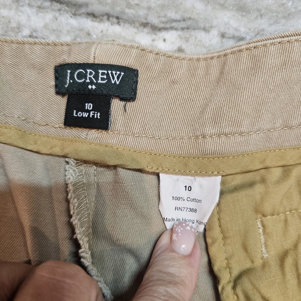 J.Crew Women’s Khaki Shorts Size 10 Low Rise 100% Cotton Classic Chino